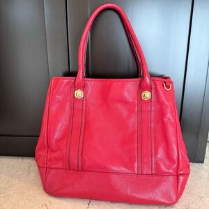 Draper James red leather tote handbag.